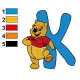 Winnie the Pooh Alphabet K Embroidery Design